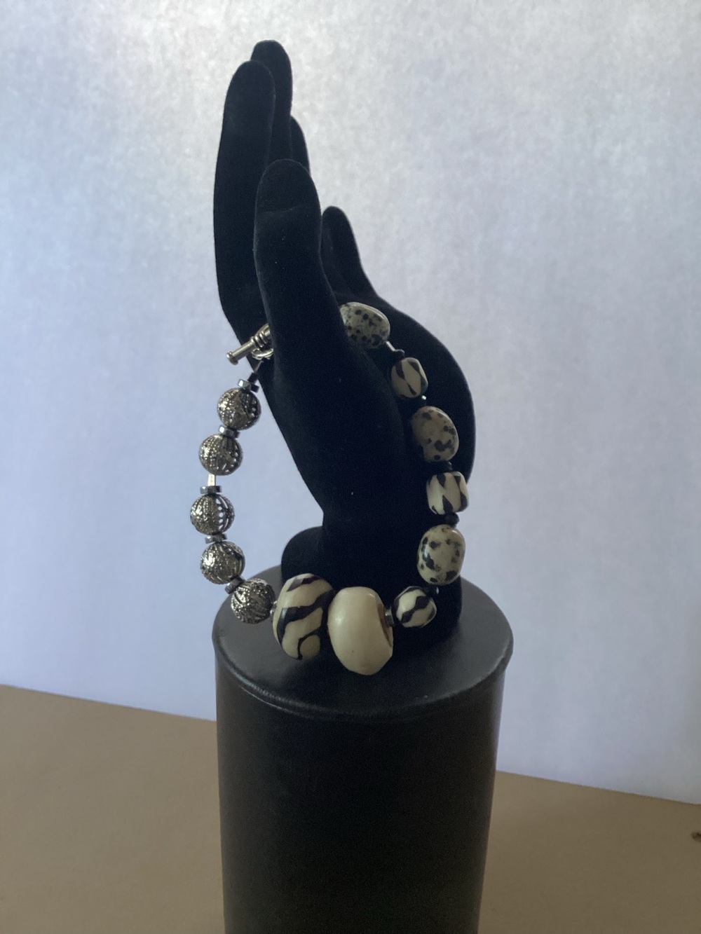 Bone and Silver Bracelet
